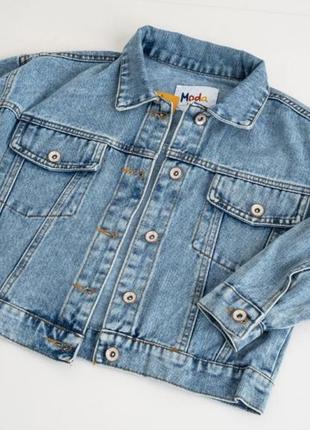 Голубая подростковая джинсовая куртка no brand 130см 140см 150см3 фото