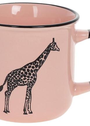 Кружка порцелянова "жираф" 360мл 7trav , рожевий1 фото