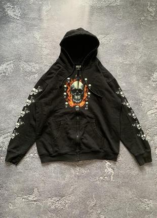 Wild oversized skulls zip hoodie streetwear y2k sk8 vintage