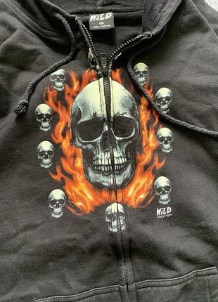 Wild oversized skulls zip hoodie streetwear y2k sk8 vintage