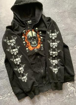 Wild oversized skulls zip hoodie streetwear y2k sk8 vintage