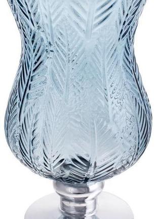 Ваза декоративна ancient glass розалін 14х15х25см 7trav , синій зі сріблом1 фото