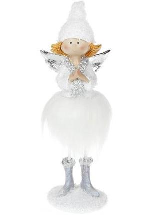 Фігурка декоративна "ангел в білій хутряній спідниці" 20см 7trav