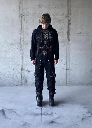 Spiral cross skulls gothic hoodie streetwear y2k sk8 vintage archive punk gothic opium avant  merch affliction  new rock