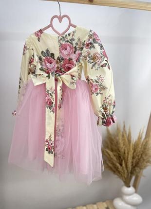 Святкова сукня з фатіном квітковий принт6 фото
