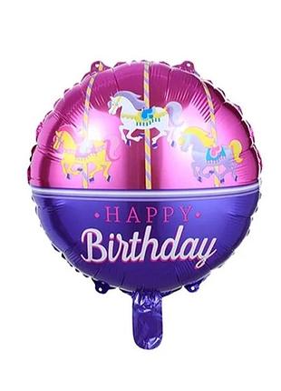 Фольгированный шар happy birthday фиолетово-малиновый 18" 45см