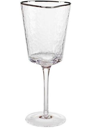 Набір 4 фужера monaco ice келихи для вина 400мл 7trav , скло з срібним кантом1 фото