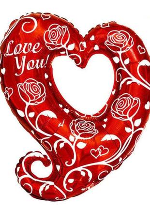 Большое сердце 32" 80см с розами love you