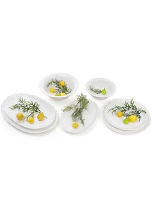 Набір 3 порцелянові супові тарілки "white prince" 800мл 7trav   (білий фарфор)3 фото