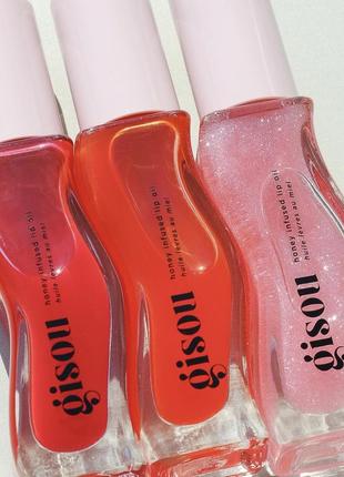 Олійки для губ gisou honey infused lip oil - watermelon sugar , strawberry sorbet4 фото