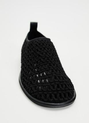Бежевые черные туфли вязаные крючком zara new6 фото