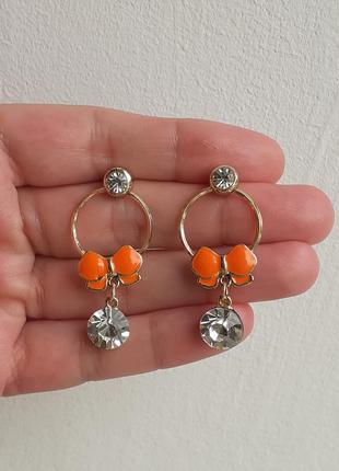 Серьги бижутерия с эмалью и кристаллами