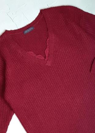 🌿1+1=3 стильный вишневый теплый свитер с кружевом marks&amp;spencer, размер 52 - 544 фото