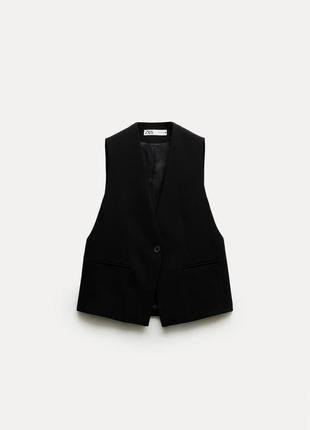 Жилет жіночий чорний подовжений zara new2 фото