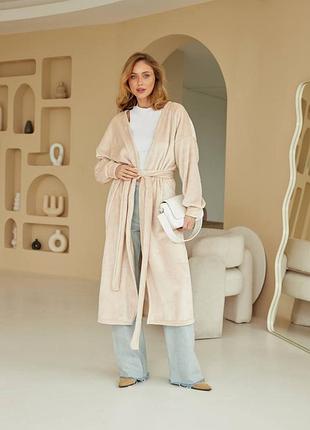 Кардиган с поясом махра