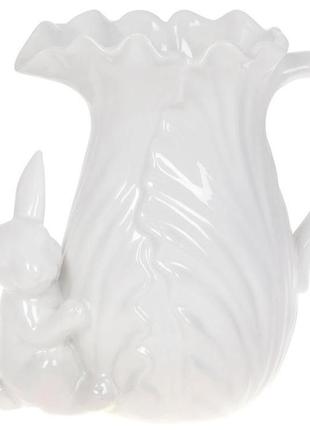 Глечик керамічний "розумний кролик" 1450мл daymart  з фігуркою кролика, білий1 фото