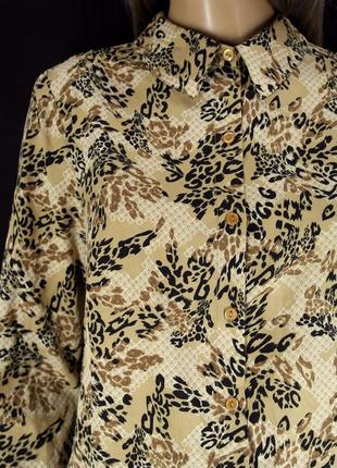 Рубашка бежево-коричневая "pep&co" с принтом, uk12/eur40.3 фото