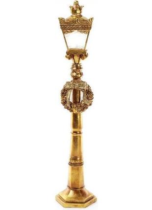 Декоративний ліхтар "яскравий вогник" з led підсвіткою 62см 7trav   полістоун, золото