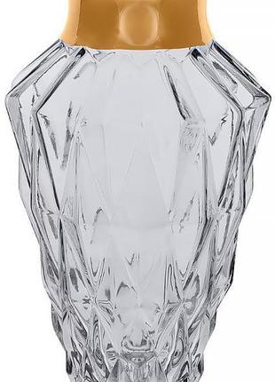 Ваза для квітів ancient glass брюссель настільна ø16x25см 7trav , сіре скло із золотом1 фото