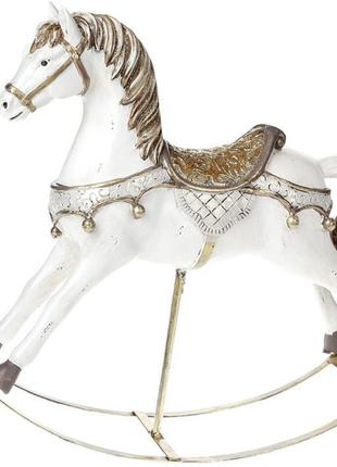 Статуетка декоративна "конячка-качалка" біла, 34.5см 7trav