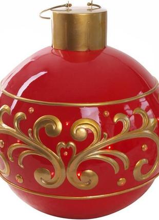 Новорічна декоративна фігура "ялинкова куля" з led-підсвіткою 64см 7trav  7trav , червоний з золотим1 фото