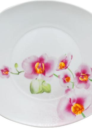 Тарілка столова мілка "орхідея" квадратна 25см 7trav