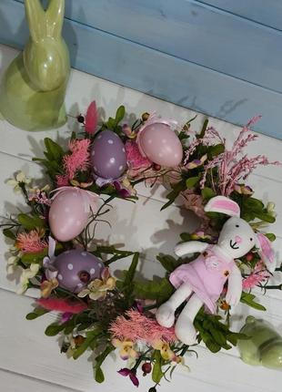 Пасхальный венок с зайчиком