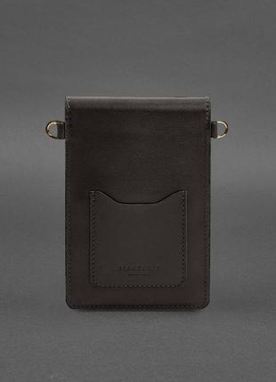 Шкіряна сумка-чохол для телефону темно-коричнева maxi5 фото