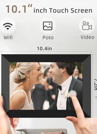 Цифровая фоторамка kedeek wifi - 10,1 дюйма 32 гб hd-хранилища сенсорный экран smart cloud цифровая фоторамка4 фото