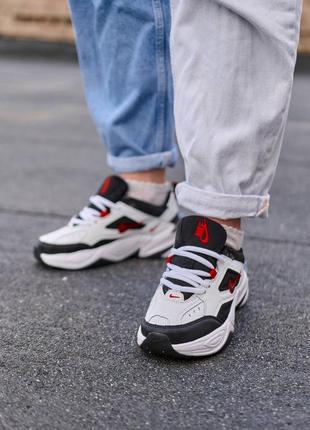 Nike m2k tekno black white “red logo”5 фото