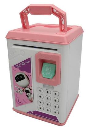 Дитяча іграшка сейф скарбничка на батарейках 906 (pink) рожевий