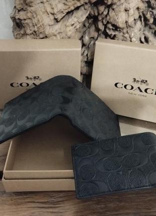 Coach 2 in 1 wallet gift set in signature canvas чоловічий гаманець та візитниця8 фото