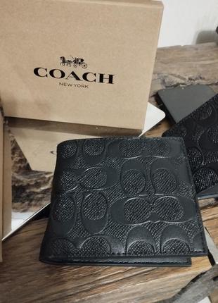 Coach 2 in 1 wallet gift set in signature canvas чоловічий гаманець та візитниця1 фото