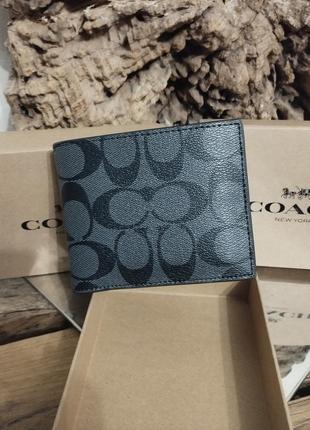 Coach 2 in 1 wallet gift set in signature canvas чоловічий гаманець та візитниця10 фото