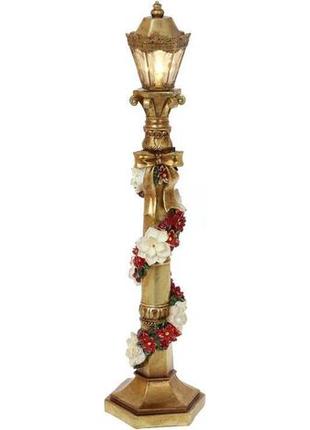 Декоративний ліхтар "вогник у квітах" з led підсвіткою 48см 7trav   полістоун, золото