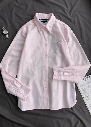 Розовая рубашка в полоску от tommy hilfiger2 фото