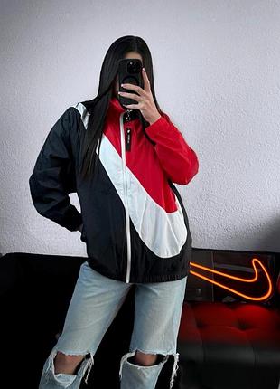 Ветровка velour swoosh оверсайз ветровка найсвя спортивная куртка черная белая красная
