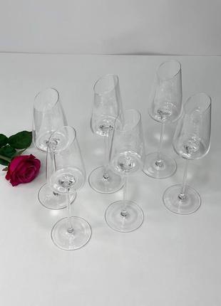 Набір скляних скошених келихів під шампанське 6 шт клер-едж 2004 фото