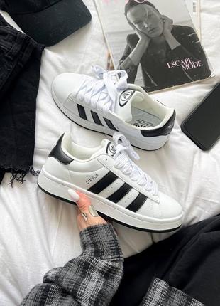 Женские белые кроссовки adidas campus white leather