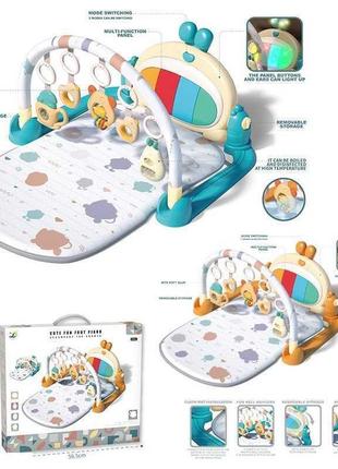 Коврик 618, 2 цвета, звук, мелодии, подсветка, 5 погремушка, прорезыватель