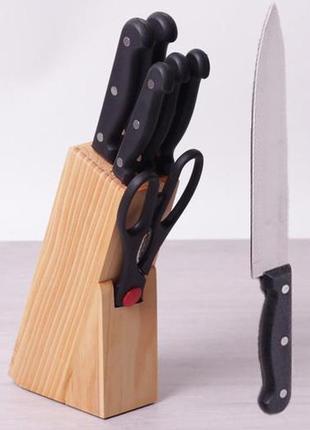 Набір кухонних ножів kamille iserlohn 6 ножів на дерев'яній підставці1 фото