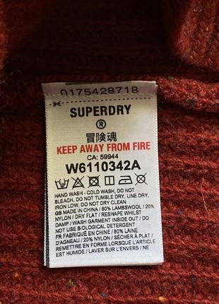 Теплый шерстяной свитер унисекс superdry меланжевый красный бордовый терракотовый, джемпер, кофта,8 фото