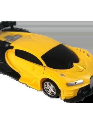 Игрушка машинка трансформер на пульте управления bugatti робот желтый car robot автобот3 фото