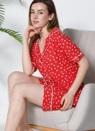 Пижама на пуговицах в английском стиле рубашка шорты