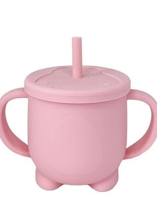 Силіконова чашка-поїлка з кришкою mgz-0302 (pink) 200 мл