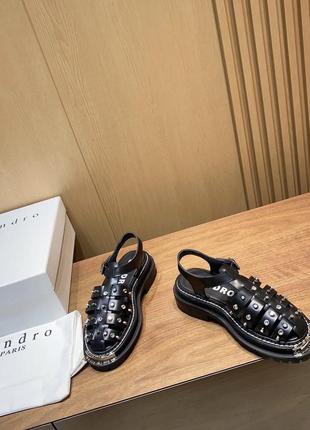 Леопардовые сандалии sandro черные