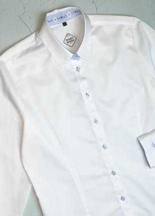 🎁1+1=3 базовая белая приталенная блуза рубашка zuger, размер 48 - 505 фото