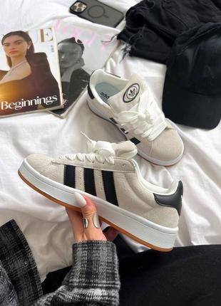 Класні жіночі кросівки adidas campus 00s beige black бежеві4 фото