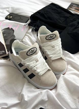 Классные женские кроссовки adidas campus 00s beige black бежевые5 фото