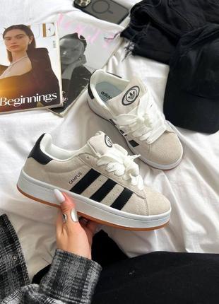 Класні жіночі кросівки adidas campus 00s beige black бежеві1 фото